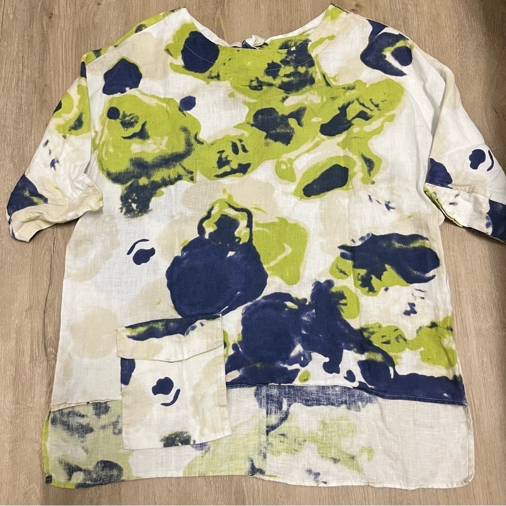 IC by Connie K Linen Art Wear Lagenlook Top SZ S
